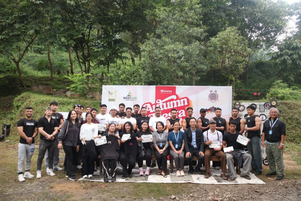 Faculty and students pose for a photo during the 4th Autumn Fiesta held at Modern College in Kohima on October 11.